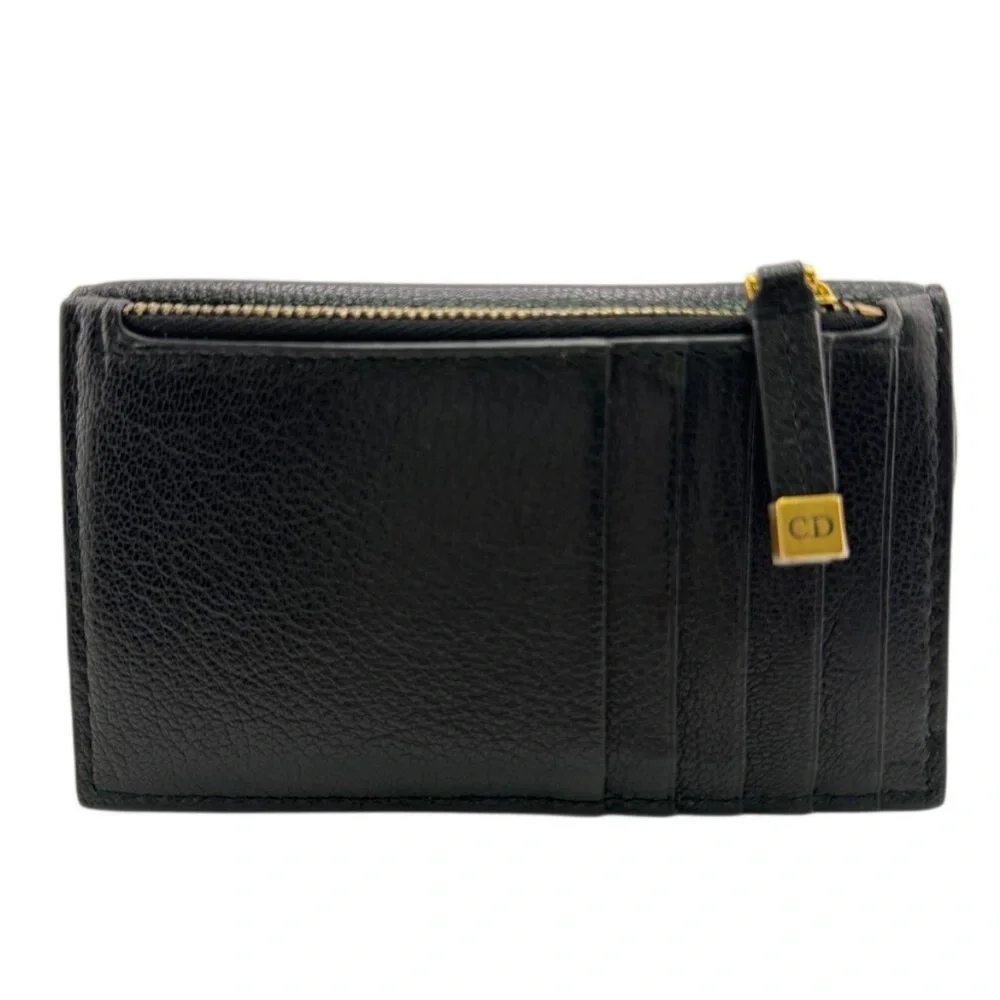 Dior Black Leather Card Case with Gold Hardware